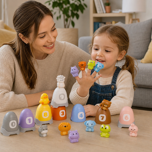 Montessori-Fingerpuppen-Set aus weichem Gummi mit Bauernhoftieren zum Farben-Sortieren & Zahlenlernen