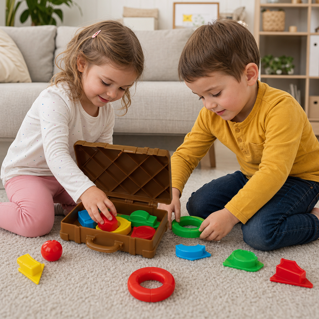 Montessori Farb- & Formensortier-Koffer – Kofferpacken-Geschicklichkeitsspiel für die Familie
