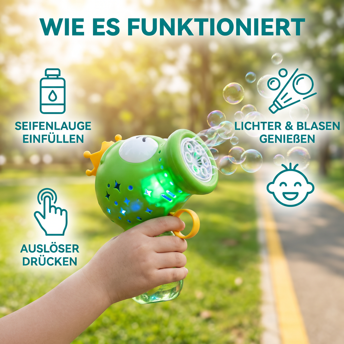Niedliche automatische Seifenblasenmaschine – Elektrischer Seifenblasenmacher für Kinder