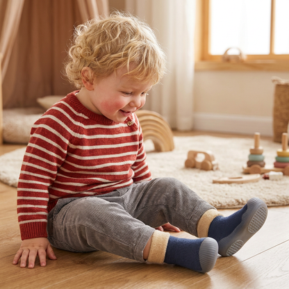 Warme Lauflern-Sockenschuhe für Babys mit weichen rutschfesten Sohlen