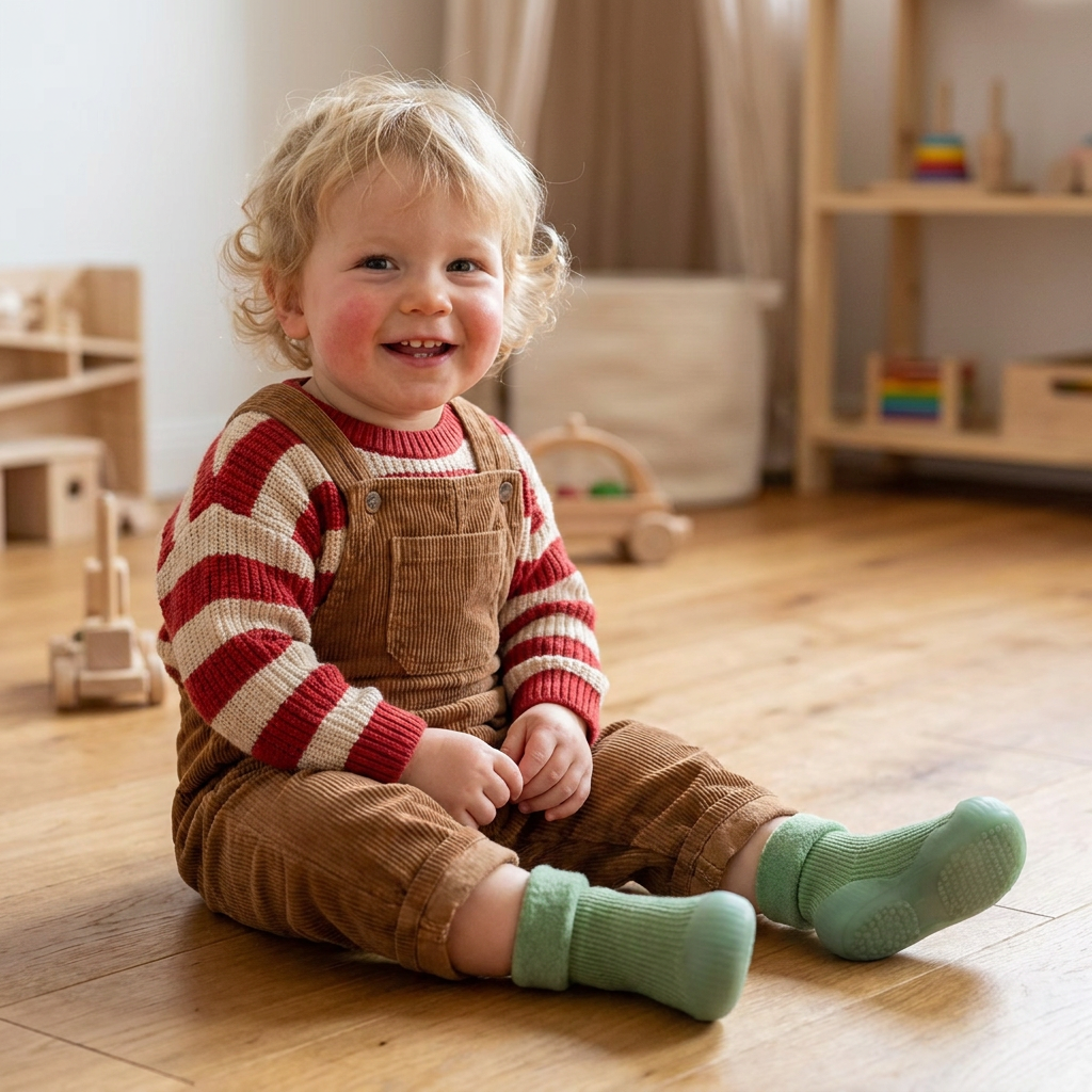 Warme Lauflern-Sockenschuhe für Babys mit weichen rutschfesten Sohlen