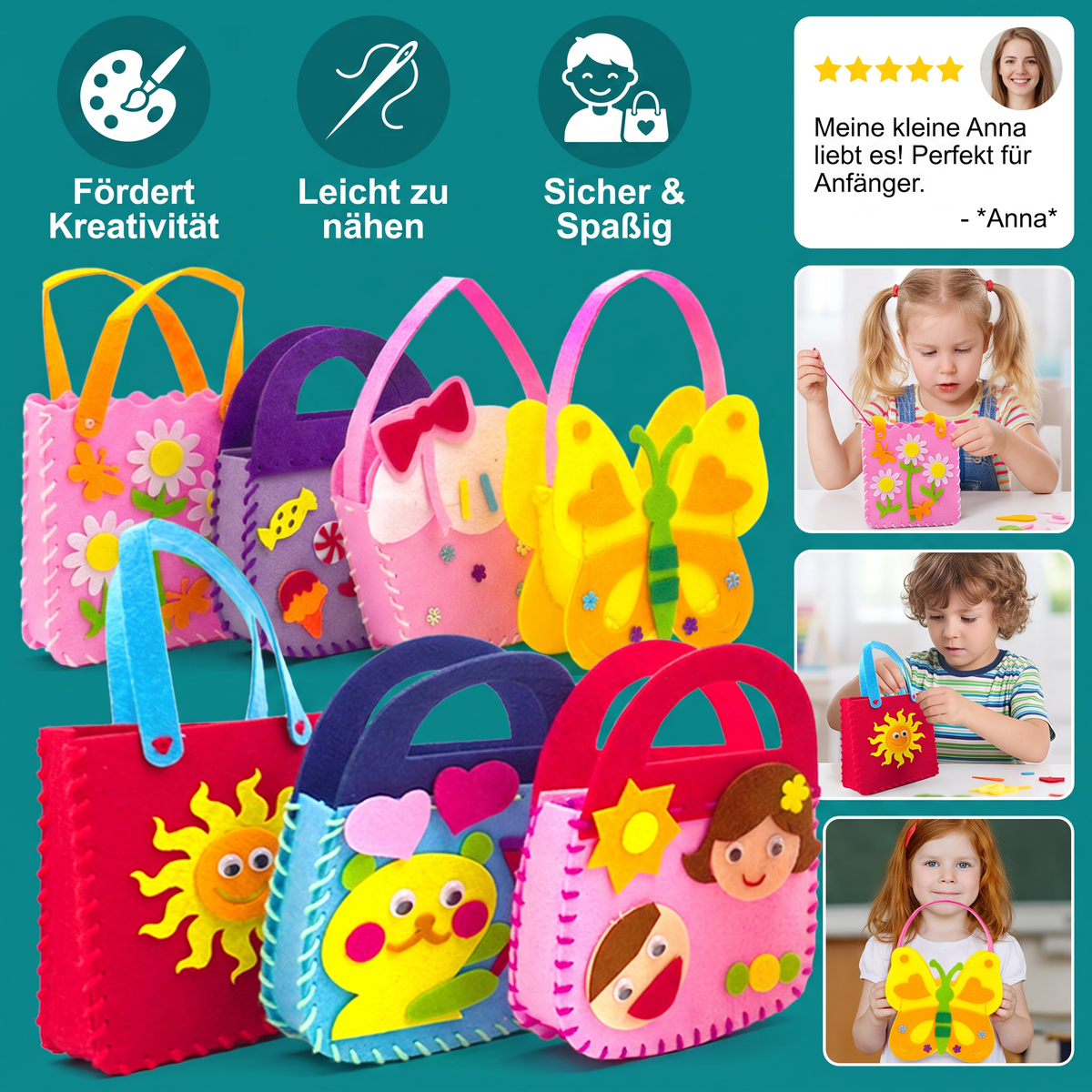 DIY-Niedliches Filz-Handtaschen-Nähset für Kinder