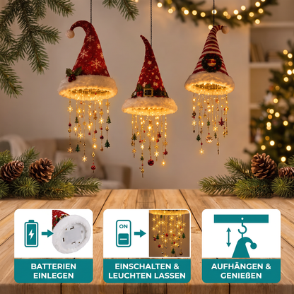 Weihnachtliche Weihnachtsmannmützen-Lichter mit LED-Lichterkette