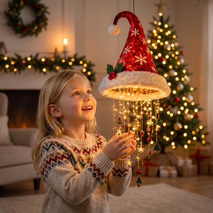 Weihnachtliche Weihnachtsmannmützen-Lichter mit LED-Lichterkette