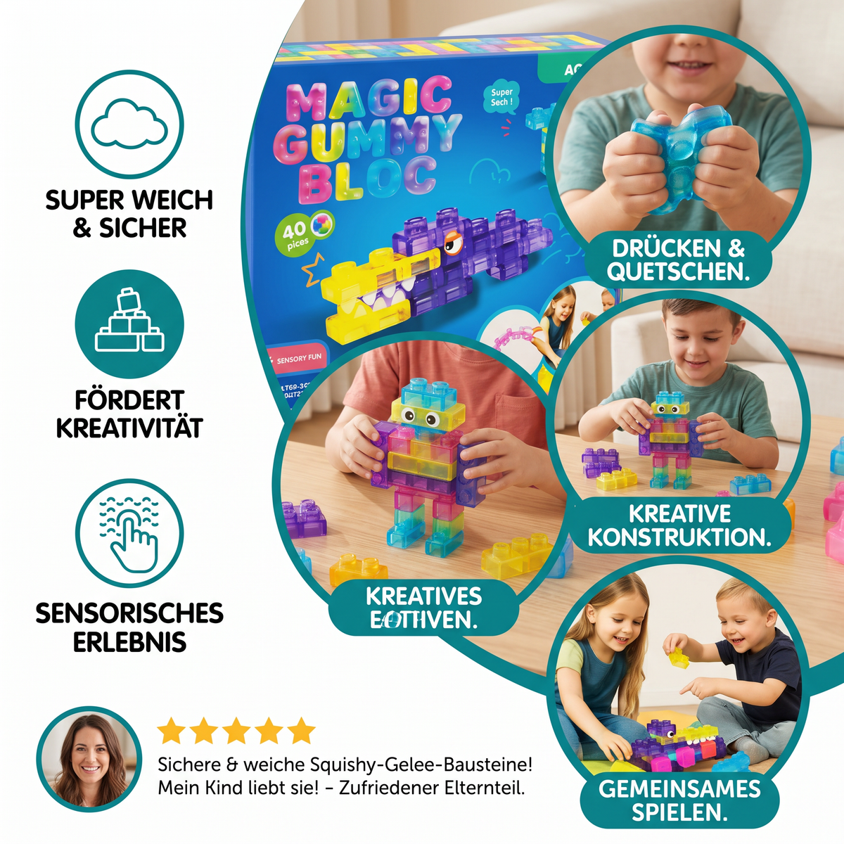 Sichere & weiche Squishy-Gelee-Bausteine für Kinder