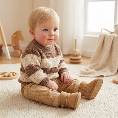 Gefütterte Baby-Winterstiefel mit weichen rutschfesten Sohlen