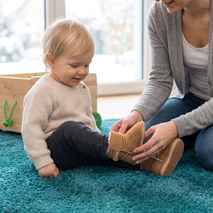 Gefütterte Baby-Winterstiefel mit weichen rutschfesten Sohlen