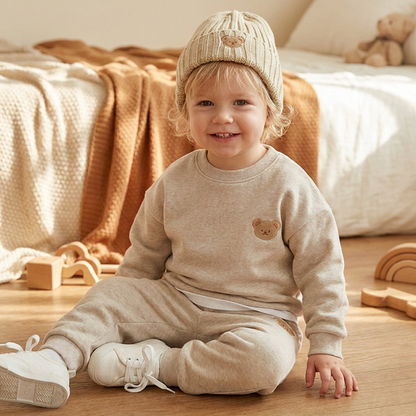 Baby-Outfit mit besticktem Bären-Sweatshirt & passender Jogginghose