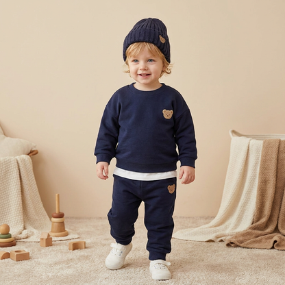 Baby-Outfit mit besticktem Bären-Sweatshirt & passender Jogginghose