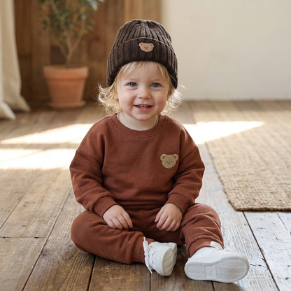Baby-Outfit mit besticktem Bären-Sweatshirt & passender Jogginghose