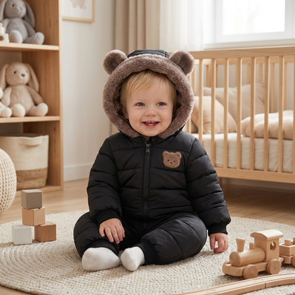 Baby-Bären-Overall – Warmer Einteiler mit Fleecefutter