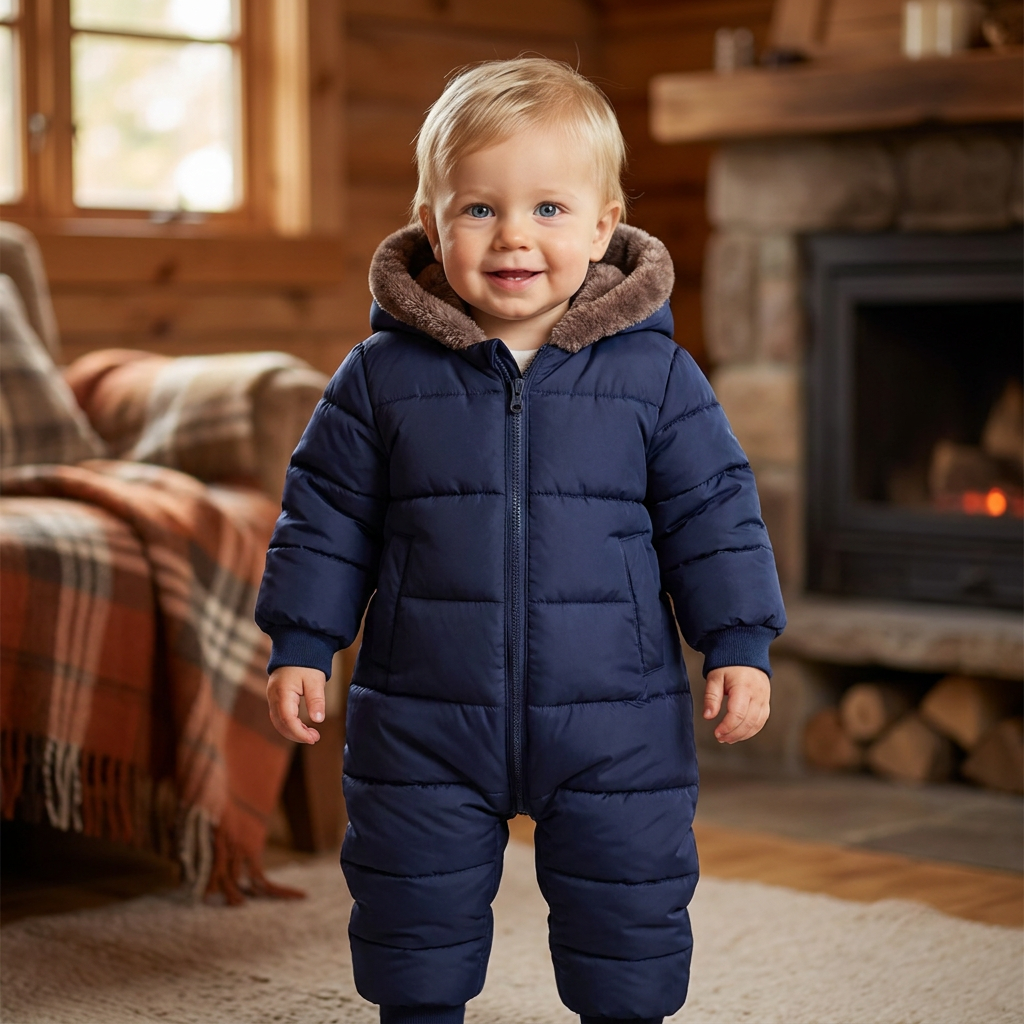 Baby-Bären-Overall – Warmer Einteiler mit Fleecefutter