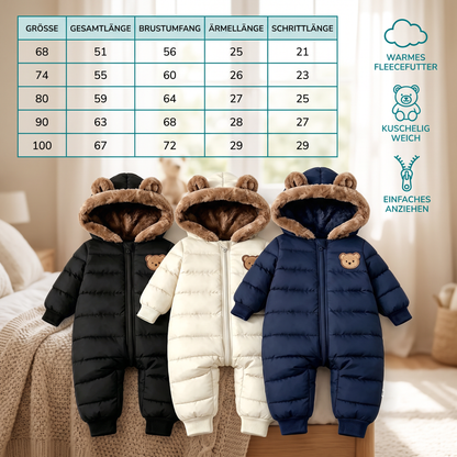 Baby-Bären-Overall – Warmer Einteiler mit Fleecefutter