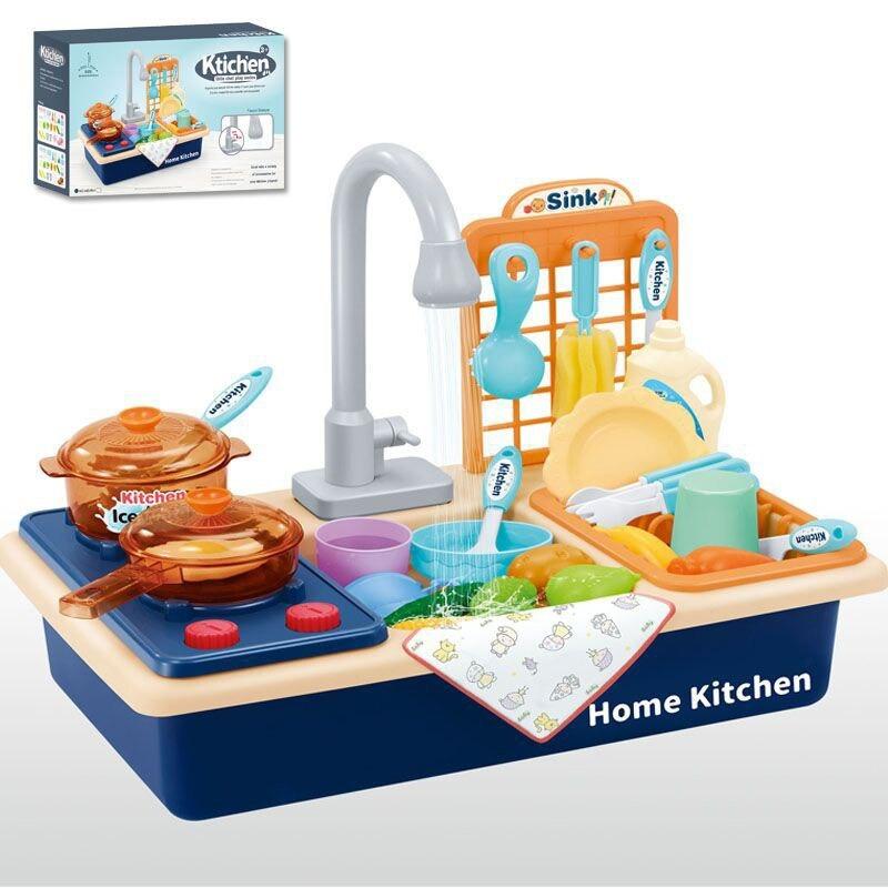 Interaktive Spielzeugküche mit Wasserspüle und Kochzubehör