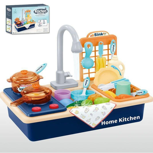 Interaktive Spielzeugküche mit Wasserspüle und Kochzubehör