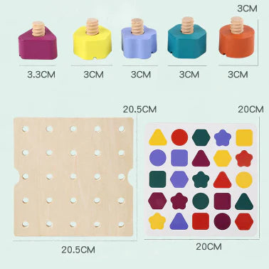 Feinmotorische Fähigkeiten spielerisch verbessern - Holz-Puzzlespiel mit Formen und Farben