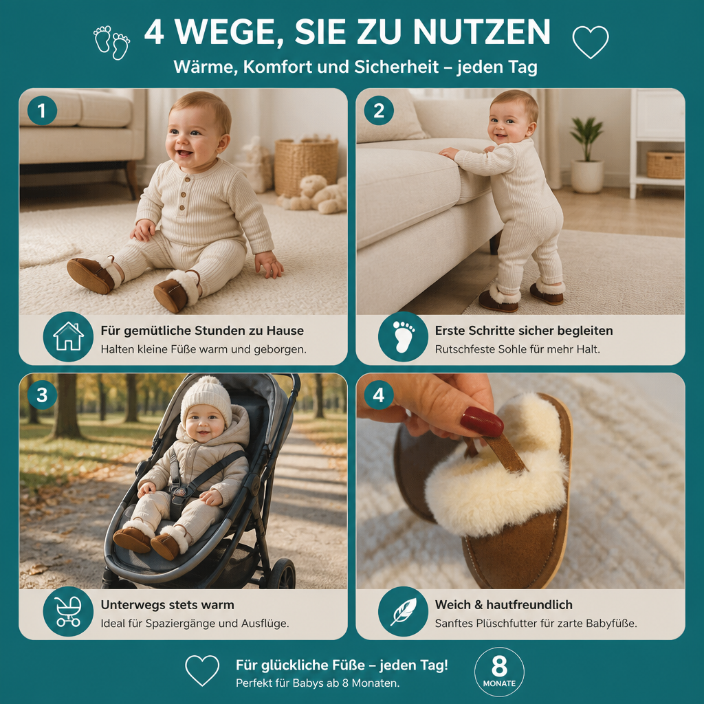 Flauschige Hausschuhe für Babys & Kleinkinder mit weichem Plüschfutter und rutschfesten Sohlen