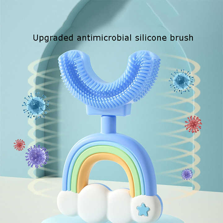 Silikon Kinderzahnbürste U-Design Regenbogen