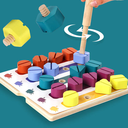 Feinmotorische Fähigkeiten spielerisch verbessern - Holz-Puzzlespiel mit Formen und Farben