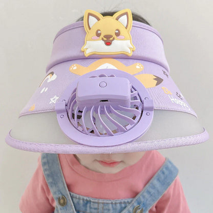 Kinder-Sonnenhut mit Ventilator – Verstellbarer Sommerhut mit Frosch-Design
