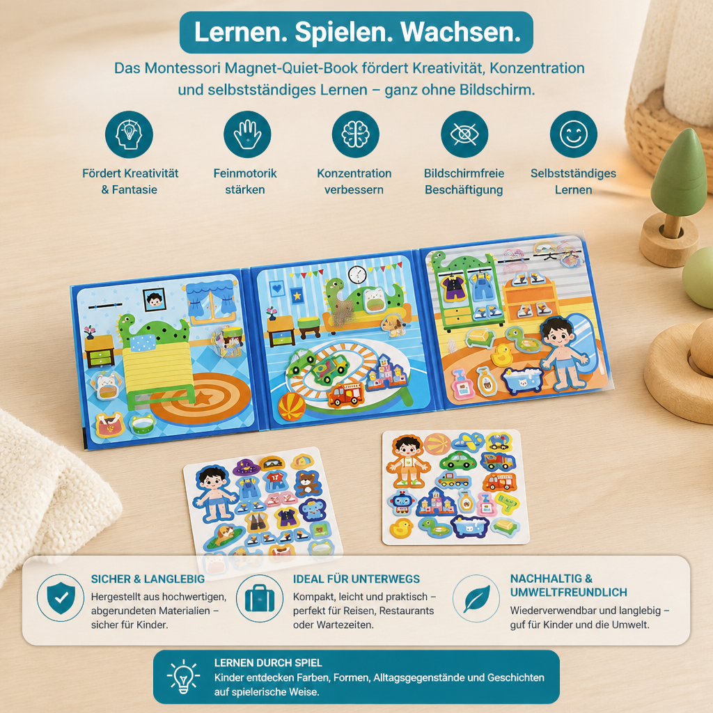 Montessori Magnet-Quiet-Book – Kreatives Ankleide- & Szenenspiel