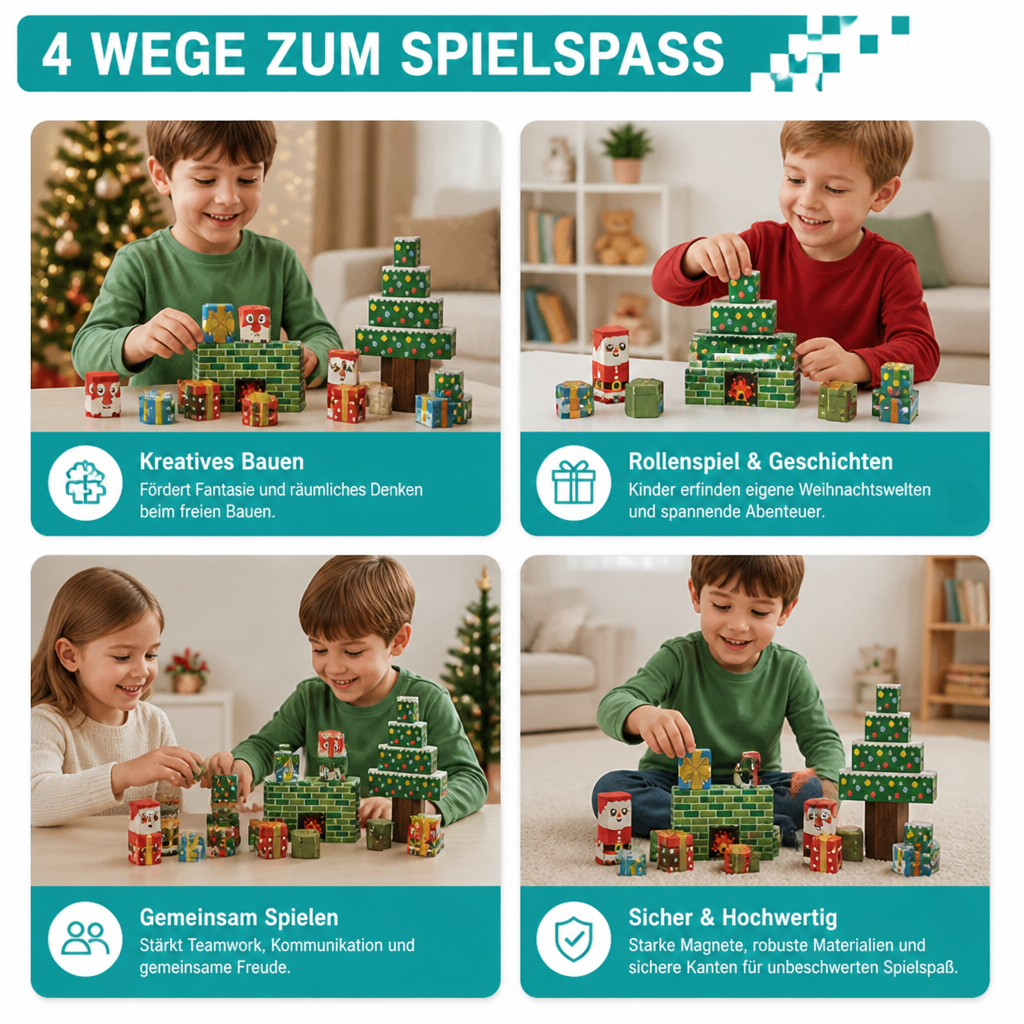 54-teiliges Weihnachts-Magnetbaustein-Set für Kinder