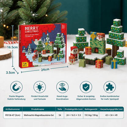 54-teiliges Weihnachts-Magnetbaustein-Set für Kinder