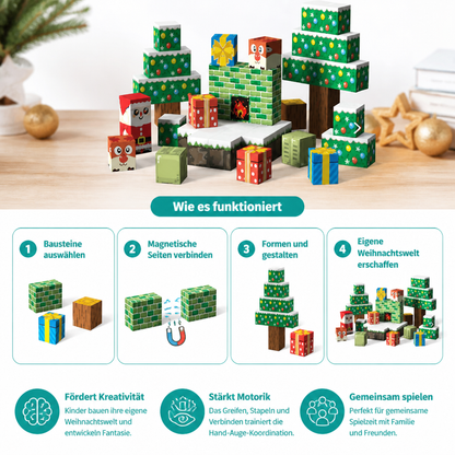 54-teiliges Weihnachts-Magnetbaustein-Set für Kinder
