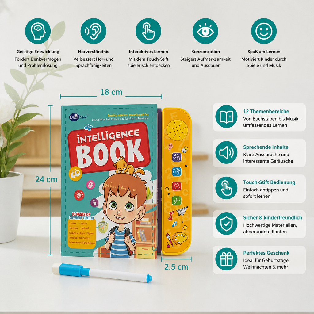 Interaktives sprechendes Englisch-Lernbuch mit Touch-Stift für Kinder