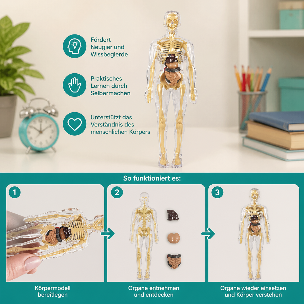 MINT-Lernset zur menschlichen Anatomie mit selbst zusammenbaubarem Organmodell