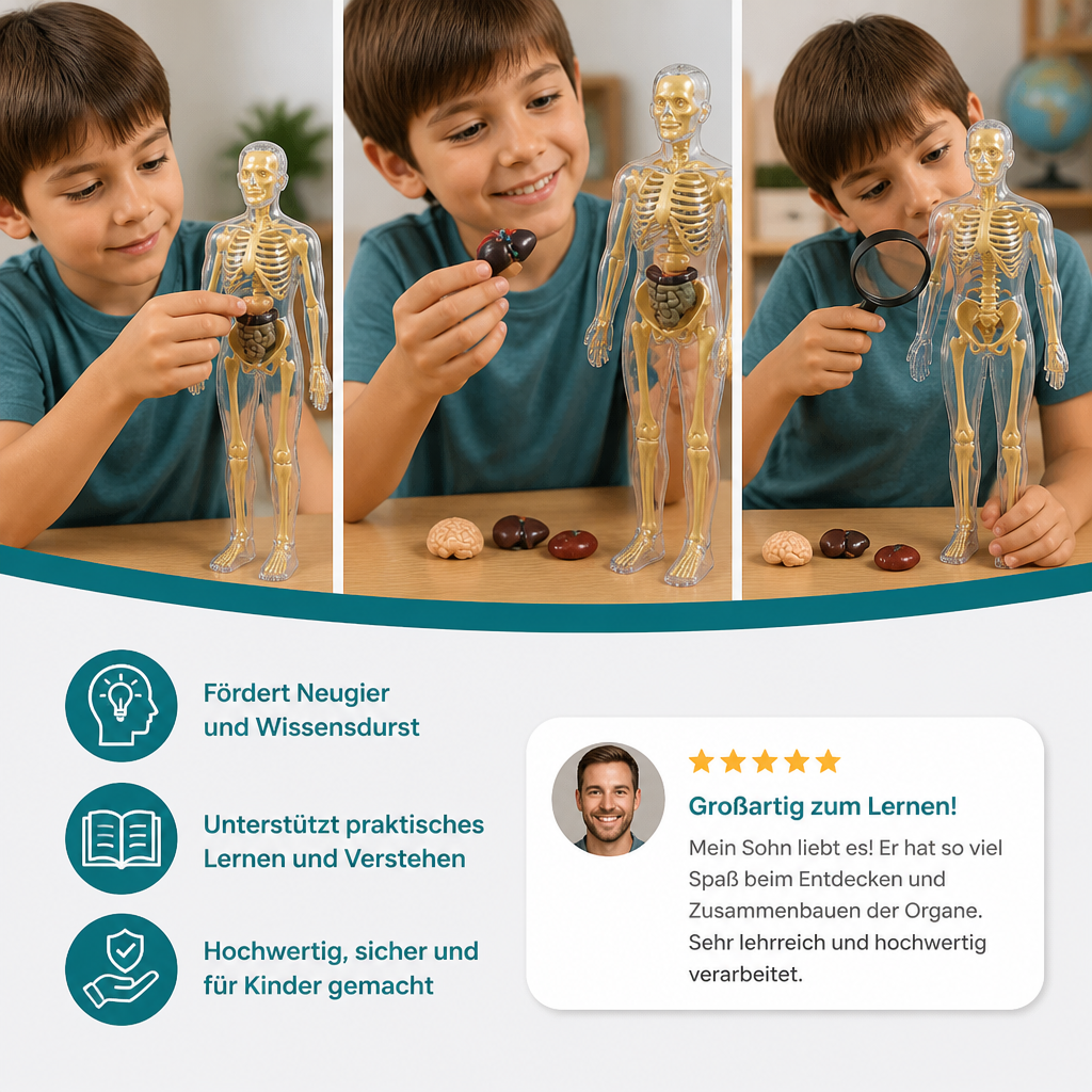 MINT-Lernset zur menschlichen Anatomie mit selbst zusammenbaubarem Organmodell