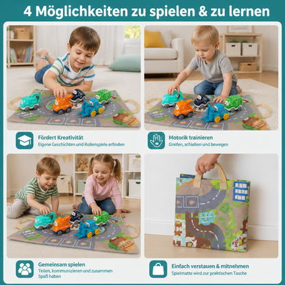Spielzeug-LKW- & Auto-Set für Kleinkinder mit Spielmatten-Aufbewahrungstasche