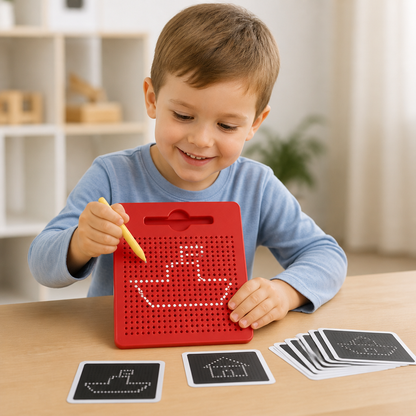 2-in-1 Magnetische Schreib- & Zeichentafel mit aufsteckbaren Formen für Kinder