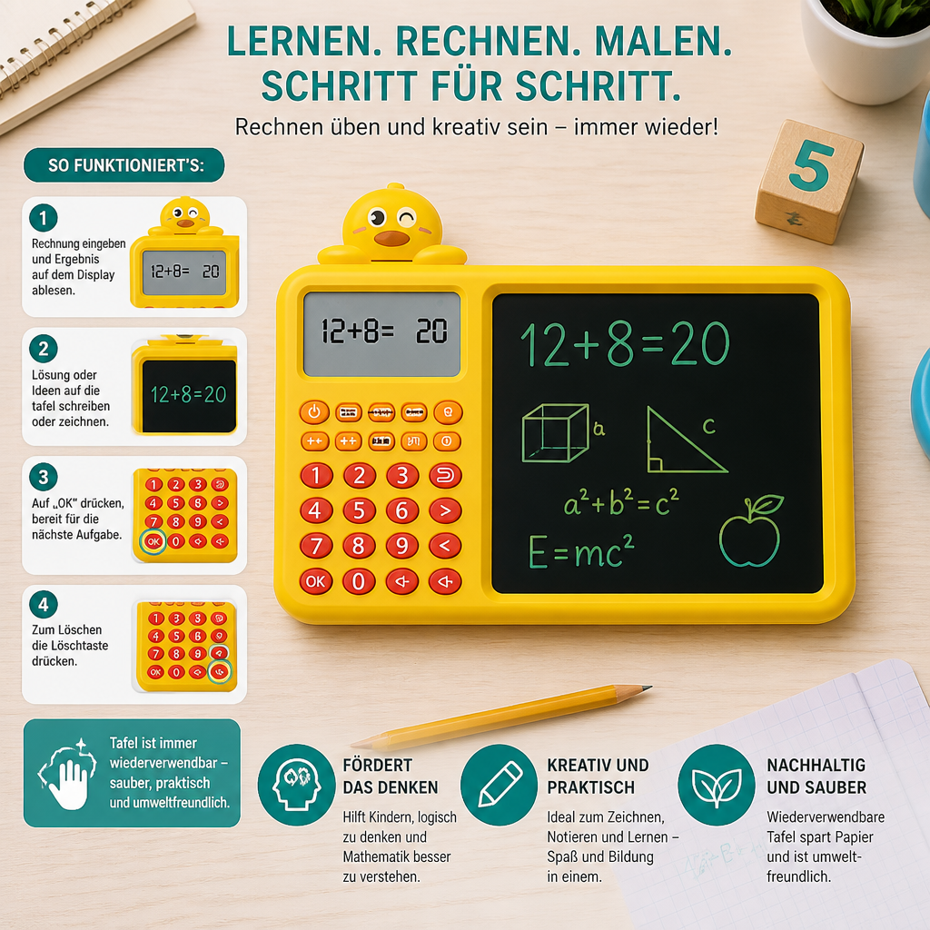 Interaktives Mathe-Zeichen- & Lösch-Lernset für Kinder