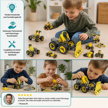 10-in-1 Kreatives elektrisches Baustellenfahrzeug-Bauset für Kinder