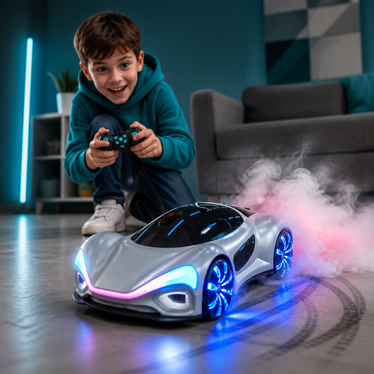 Leuchtendes RC-Driftauto mit Sprüheffekt & Ladestation