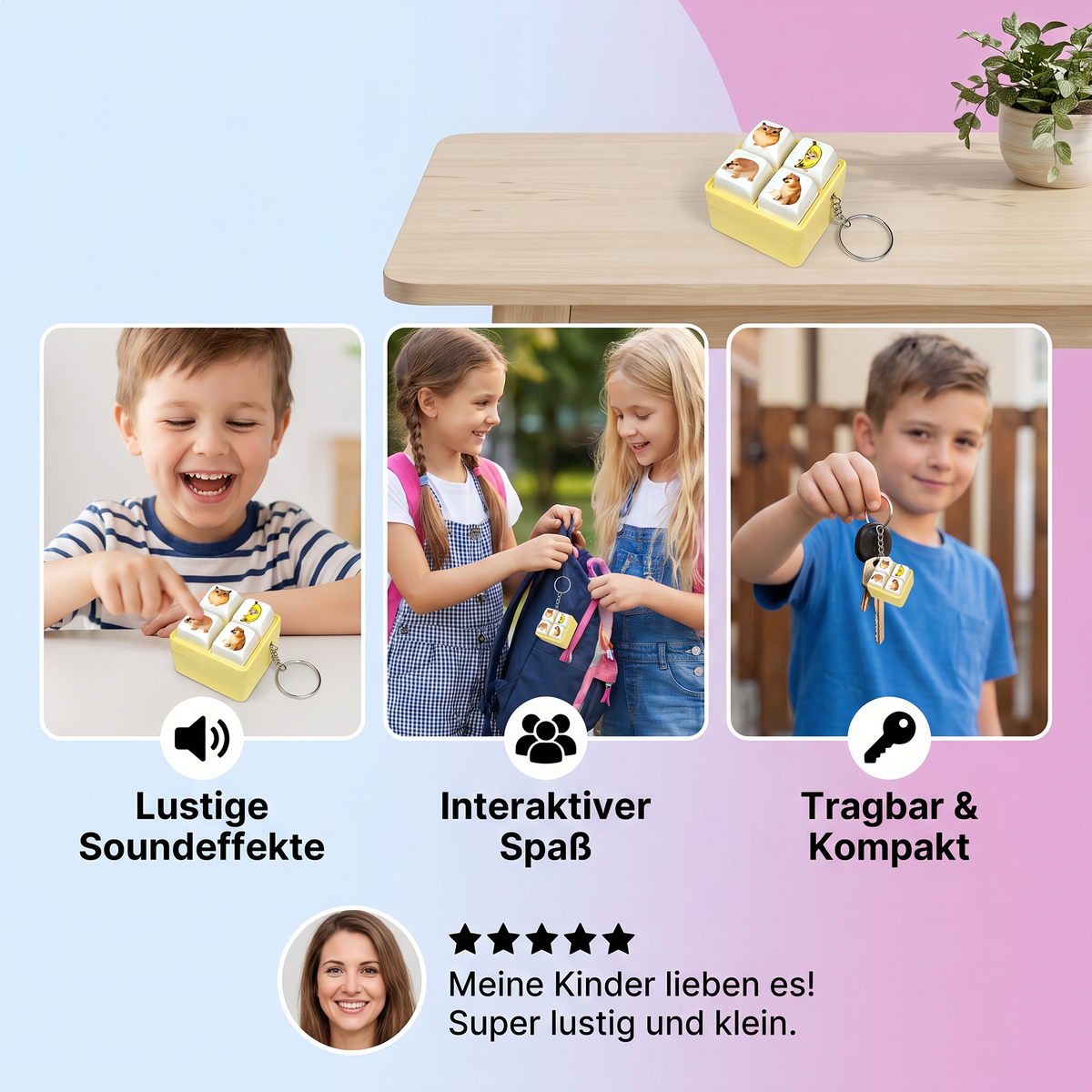 Lustiger Sprach Button Schlüsselanhänger mit Interaktiven Soundeffekten