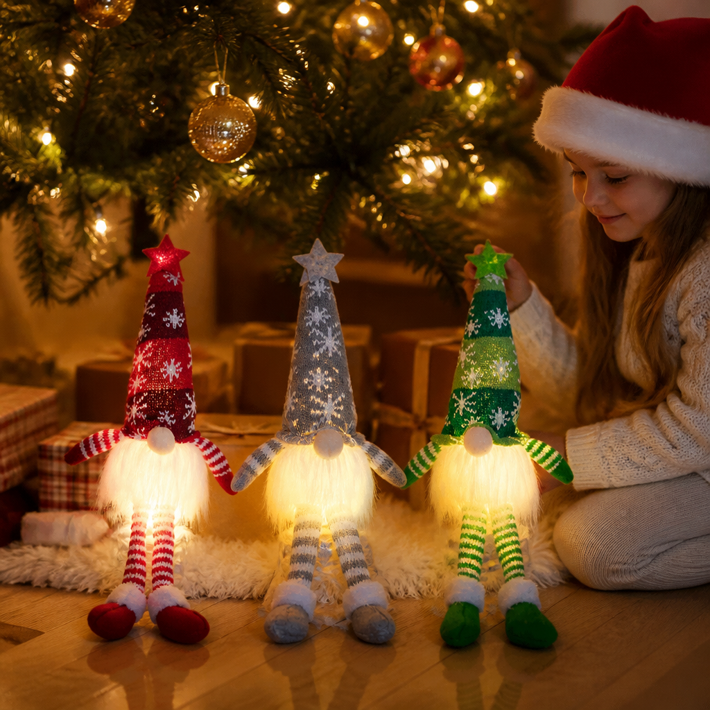 Leuchtende LED-Weihnachtswichtel-Dekorationen
