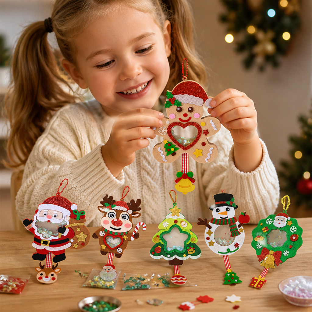 DIY-Weihnachts-Schüttelanhänger-Bastelset für Kinder