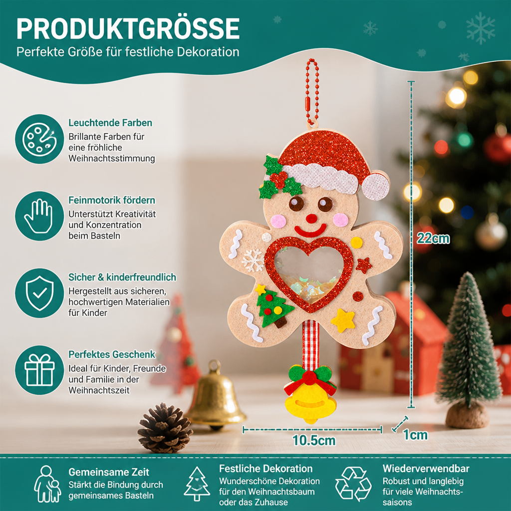DIY-Weihnachts-Schüttelanhänger-Bastelset für Kinder