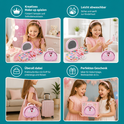 Abwaschbares Prinzessinnen-Make-up-Set für Kinder mit Nagellack & Aufbewahrungsbox