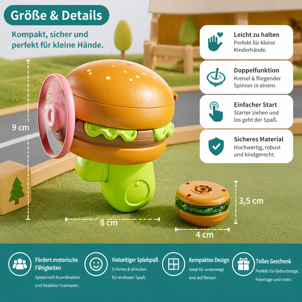 2-in-1 Kreisel & fliegender Spinner mit Starter für Kinder