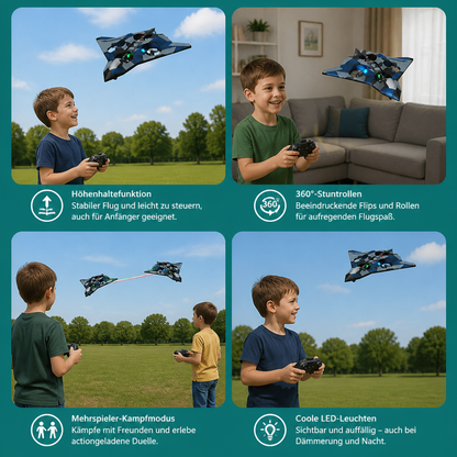 Robustes RC-Kampfflugzeug aus Schaumstoff mit Höhenhaltefunktion & 360°-Stuntrollen