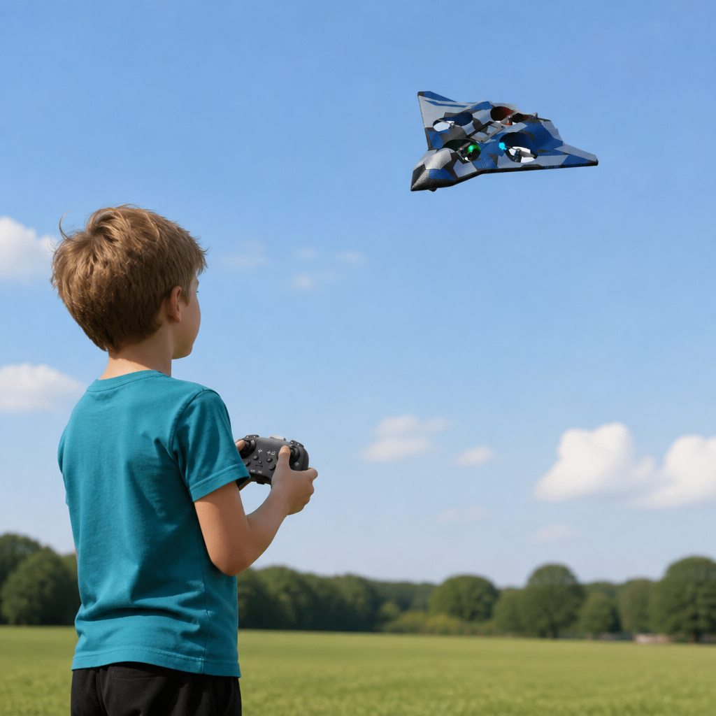 Robustes RC-Kampfflugzeug aus Schaumstoff mit Höhenhaltefunktion & 360°-Stuntrollen