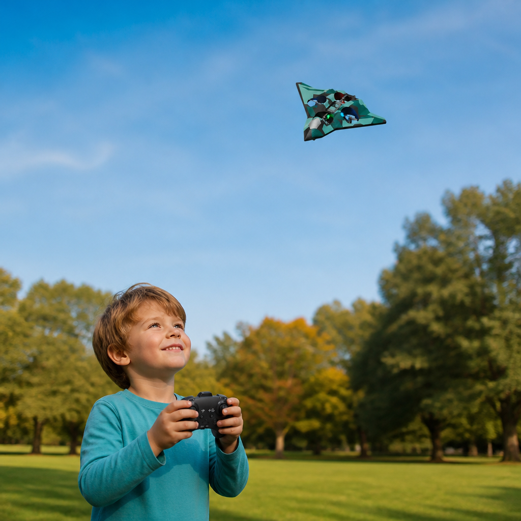 Robustes RC-Kampfflugzeug aus Schaumstoff mit Höhenhaltefunktion & 360°-Stuntrollen