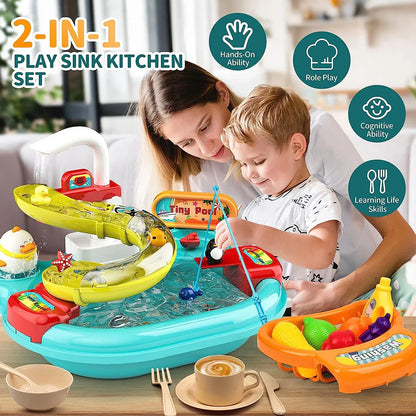 Interaktiver Wasserspaß – Spielküche und Angelset für Kinder