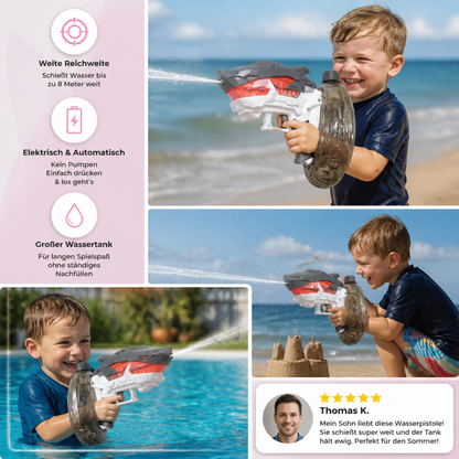 Elektrische Hai-Wasserpistole für Kinder – Vollautomatischer Wasserspaß für heiße Sommertage