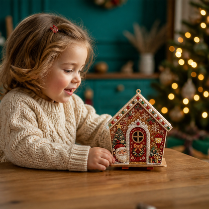 DIY-3D-Lebkuchenhaus-Puzzle aus Holz & Diamond-Art-Set