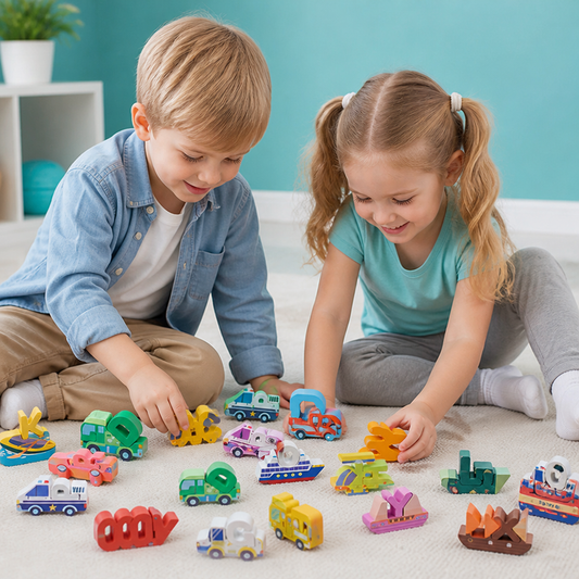 52-teiliges Montessori-3D-Alphabet-Bausteinset