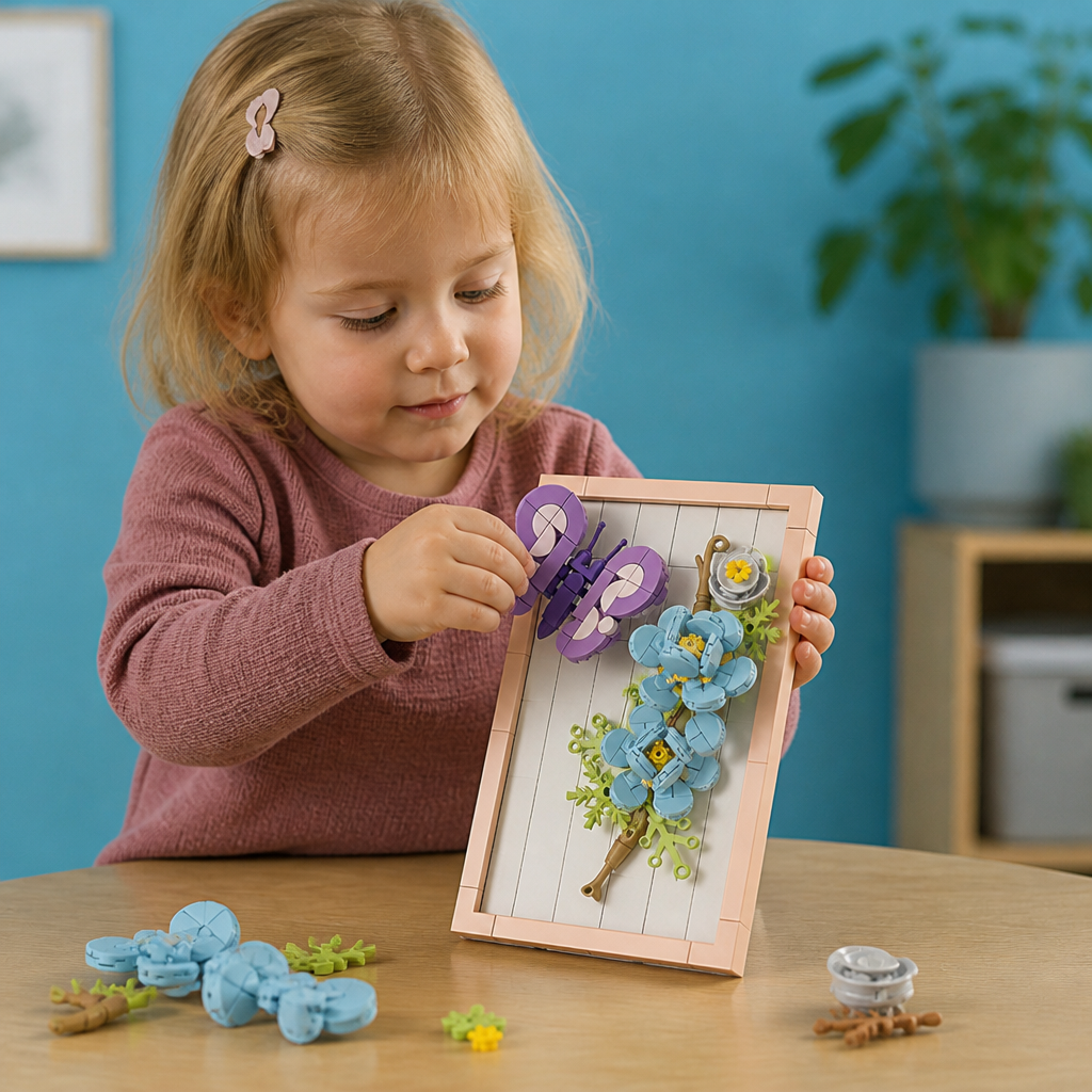 DIY-3D-Naturrahmen-Bausteinset – Blumen & Insekten